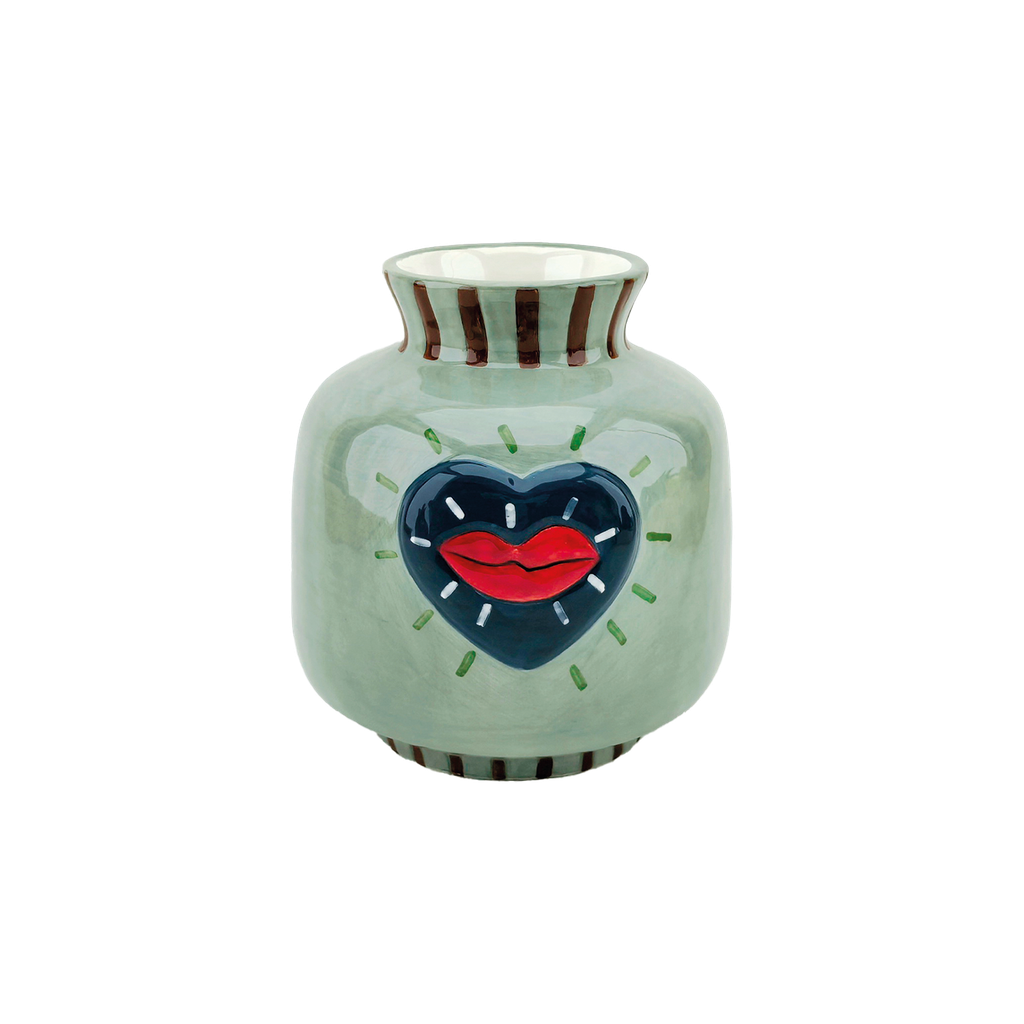 Vase cœur kiss bleu clair L12,7 P12,4 H13,7cm