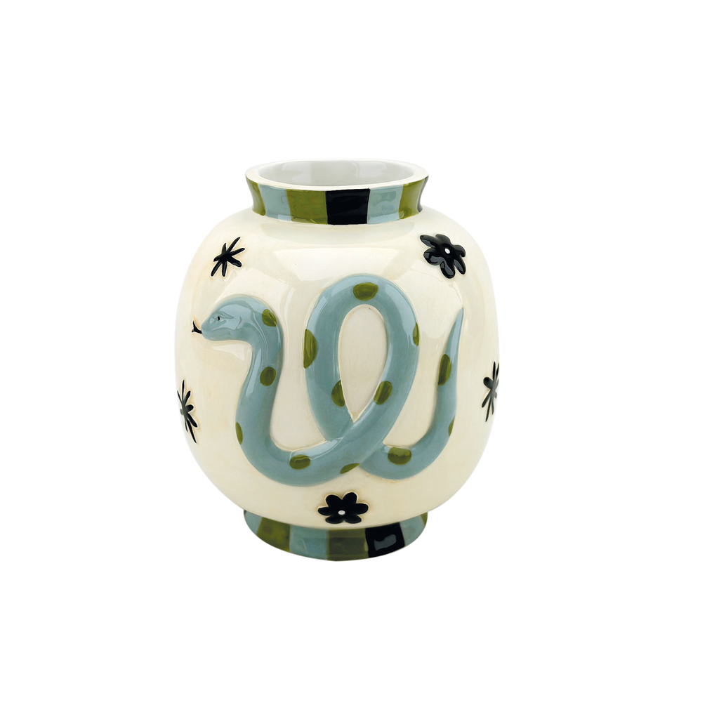 Vase serpent bleu D14 H15,8cm