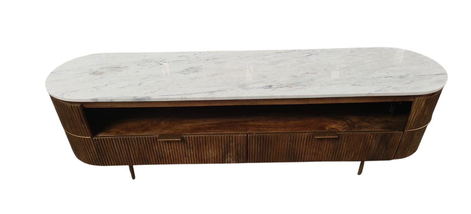 Meuble TV Sota en Marbre et Bois 180x40xH55cm