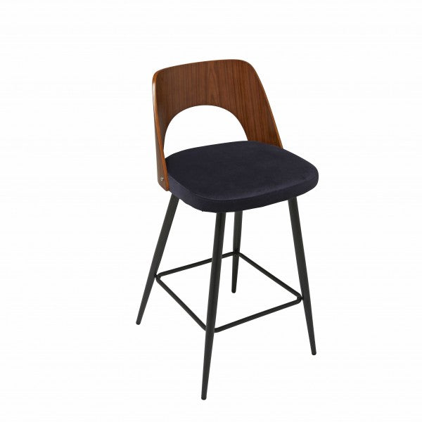 Chaise de comptoir Austin velours bleu