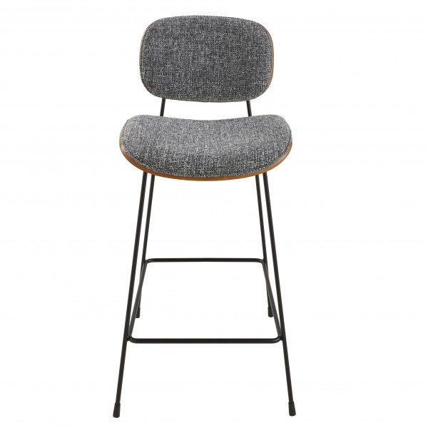 Chaise de comptoir en tissu gris piètement en métal Olympia