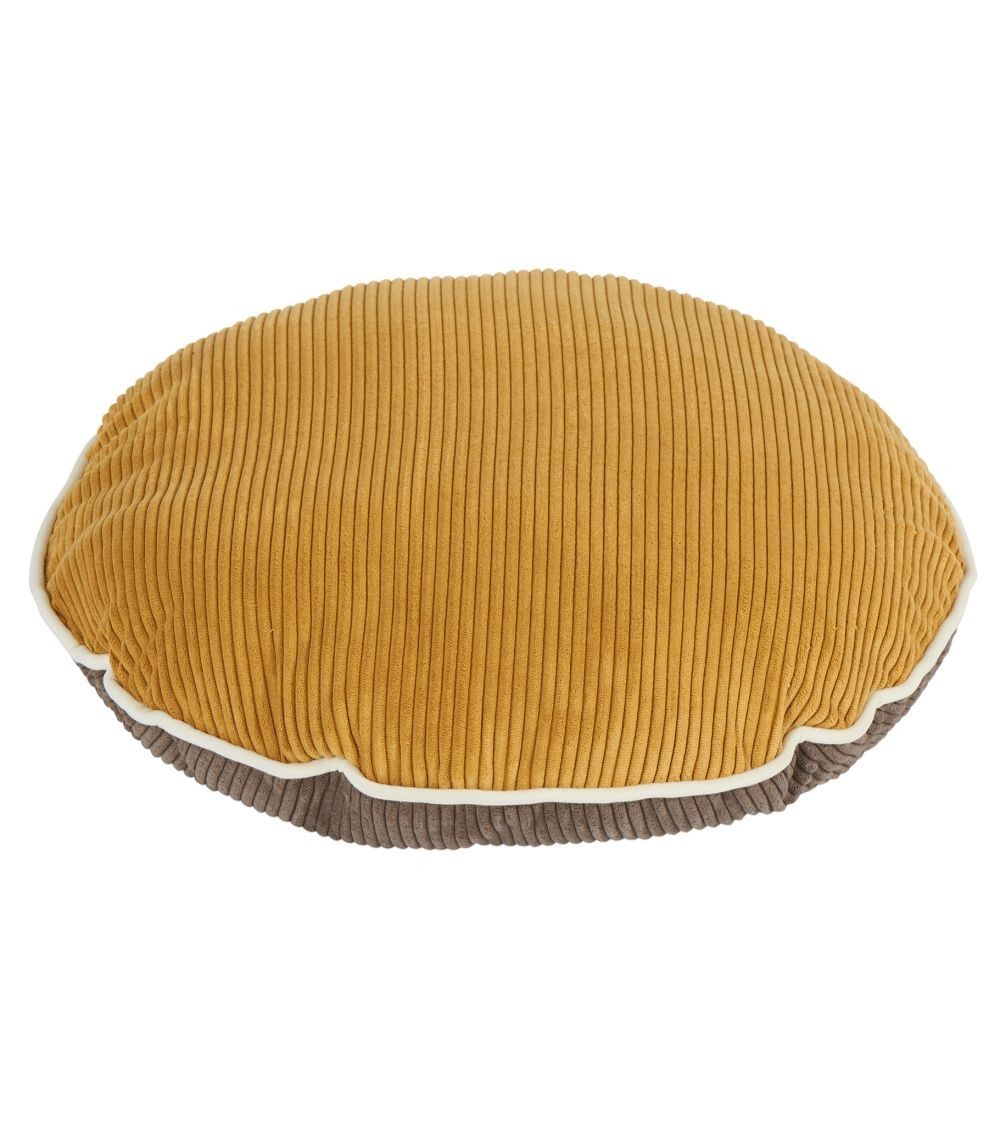 Coussin Pountra Rond Moutarde/Taupe D45x45cm