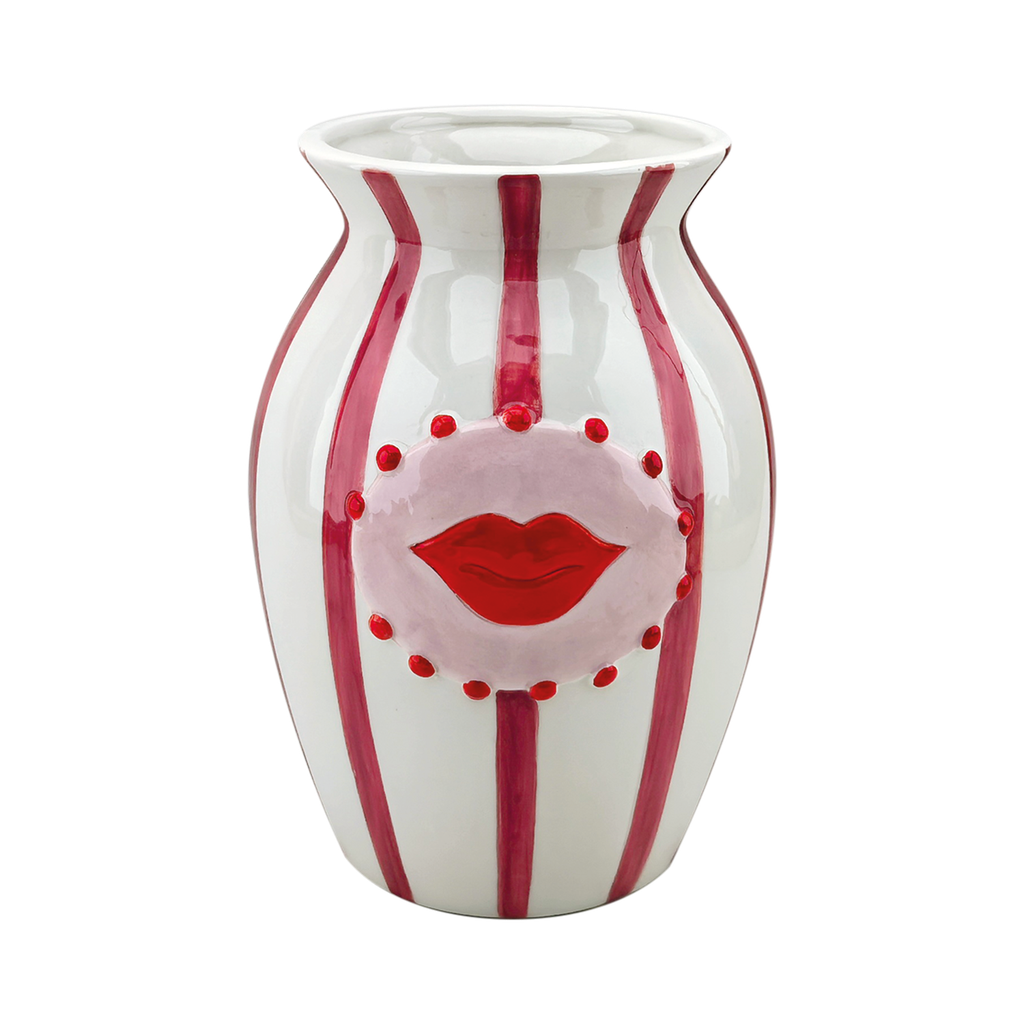 Vase bouche rayure rouge D16,1 H22,5cm
