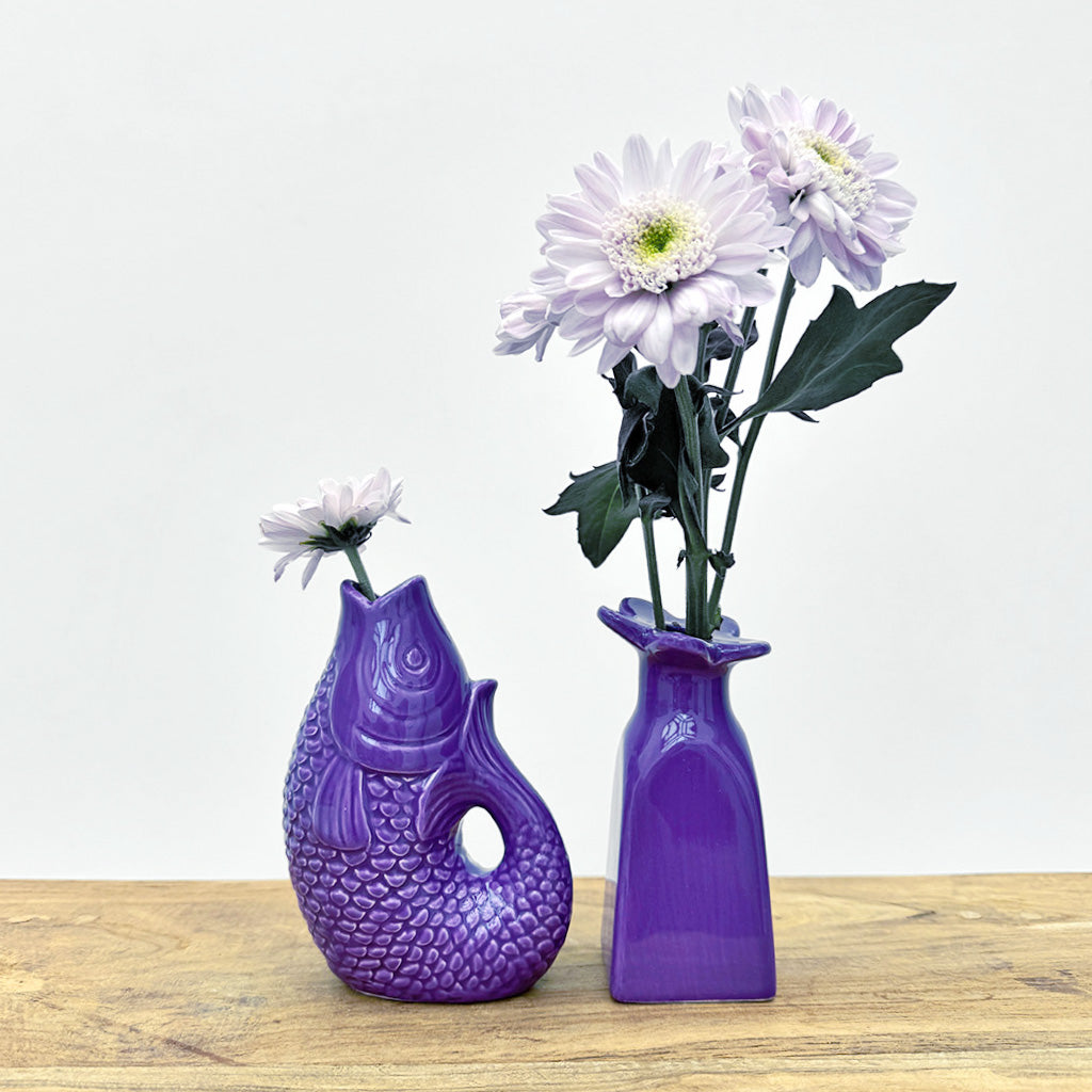 Vase ceramic Poisson pm violet L8,2 P5 H12cm