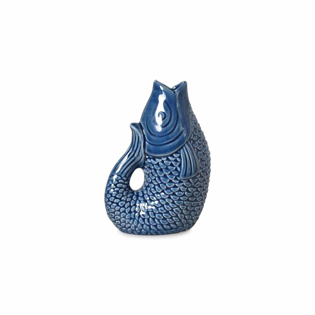 Vase ceramic Poisson pm bleu L8,2 P5 H12cm