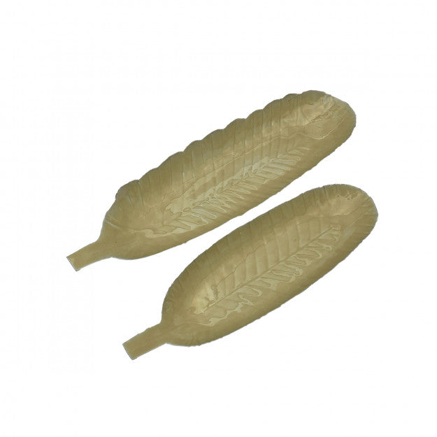 SET 2 PLATEAUX FEUILLE BANANIER NUDE