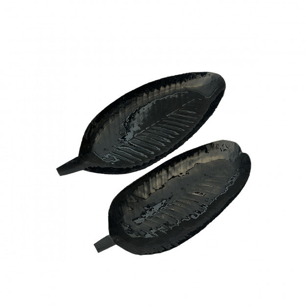 SET 2 PLATEAUX FEUILLE NENUPHAR BK