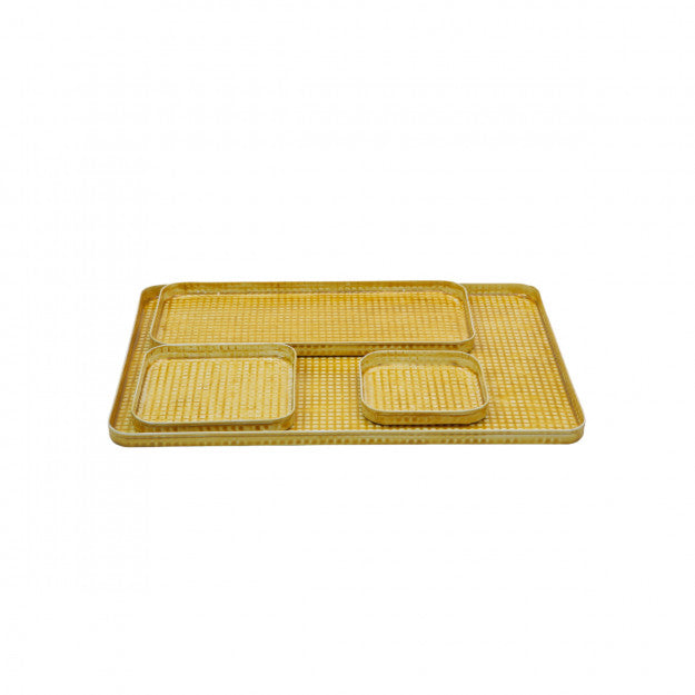 SET 4 PLATEAU CARRE OSLO MUSTARD