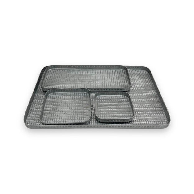 SET 4 PLATEAU CARRE OSLO SILVER