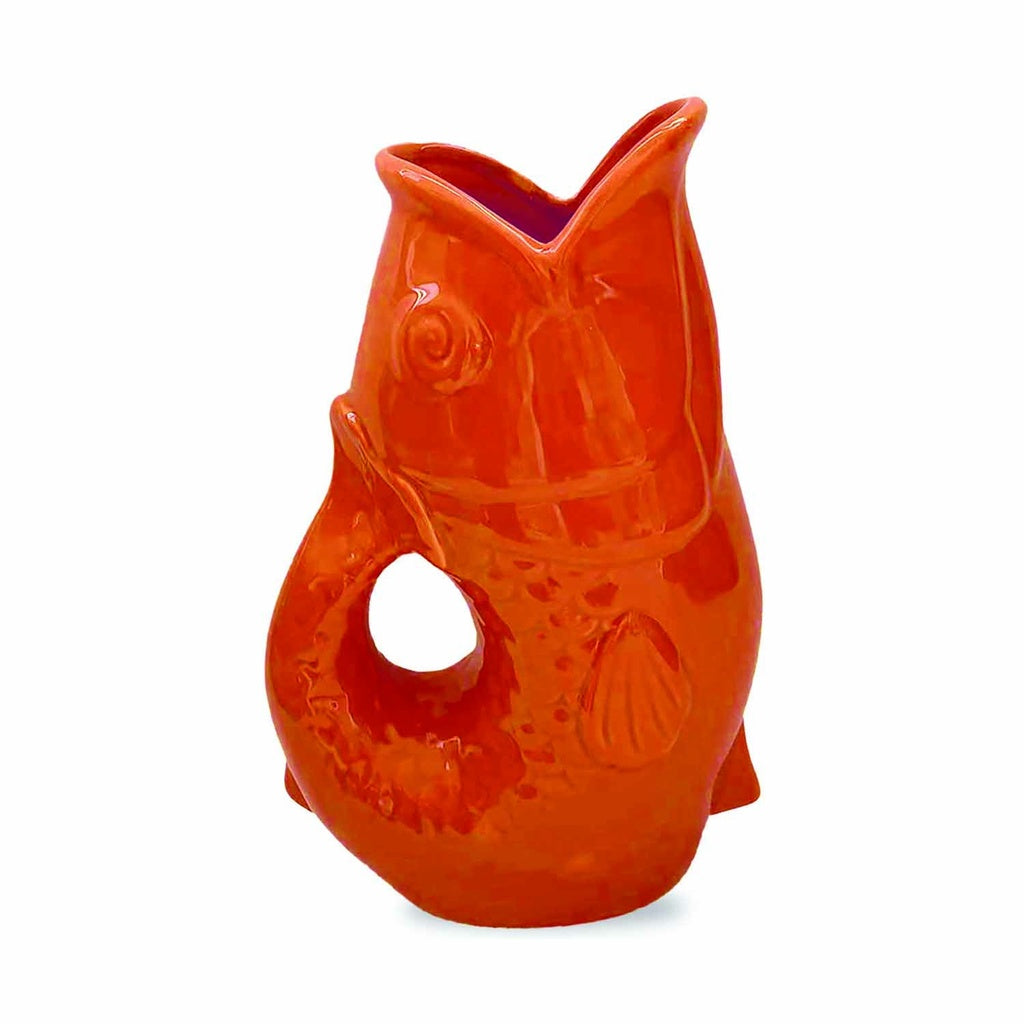 Vase pichet poisson gm orange L16,5 P11 H25,3cm
