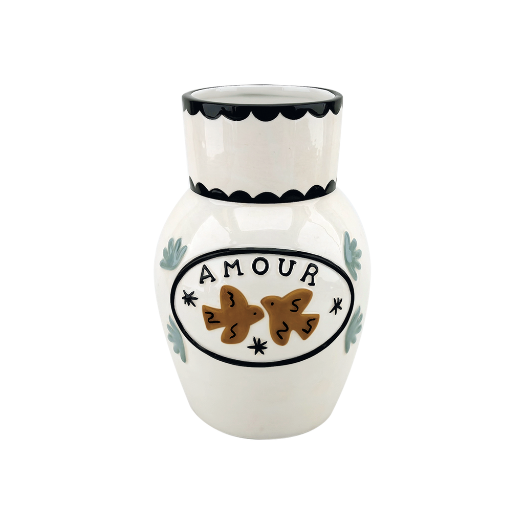 Vase amour oiseaux L13,9 P13,7 H21cm