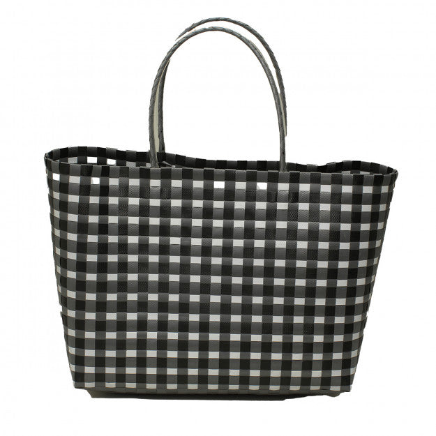 PLASTIC SHOPPING BAG BLACK GREY WHITE