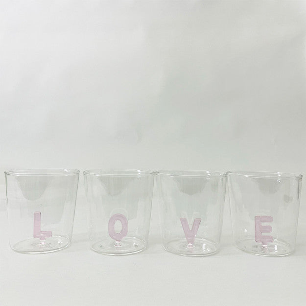 SET 4 VERRES LOVE PINK