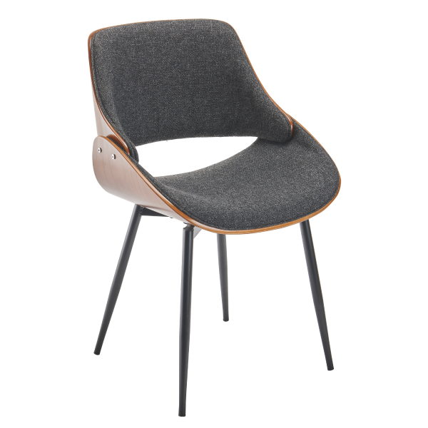 Chaise finition noyer avec assise en tissu gris MANNIX