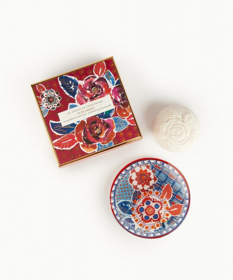 SAVON ET PORTE SAVON ROSE AMBRE 150GR