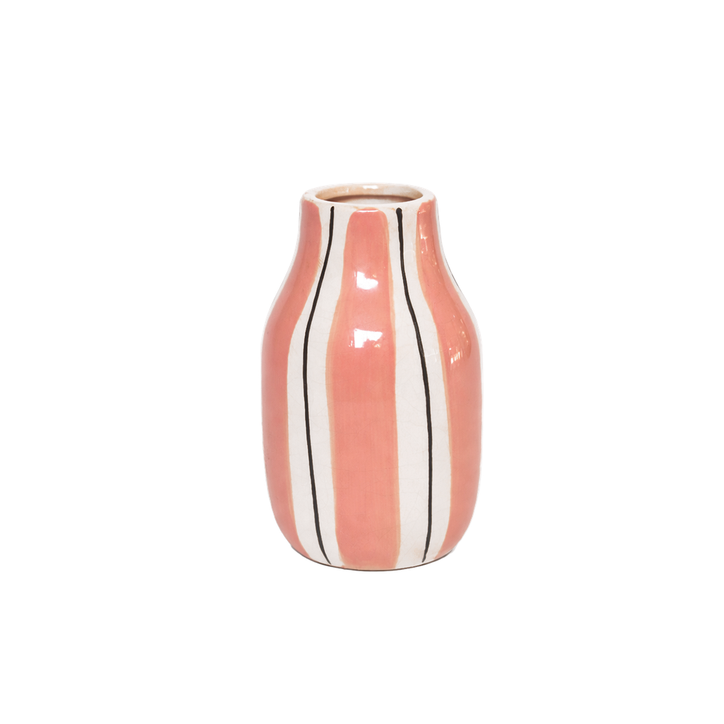 Vase giulia pm rayé rose D9,5 H15,5cm