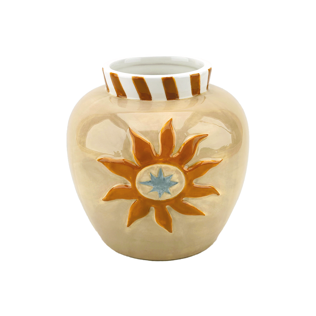 Vase soleil beige L15,2 P14,8 H14,6cm