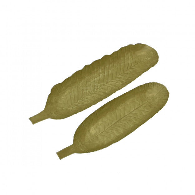 SET 2 PLATEAUX FEUILLE BANANIER SAND