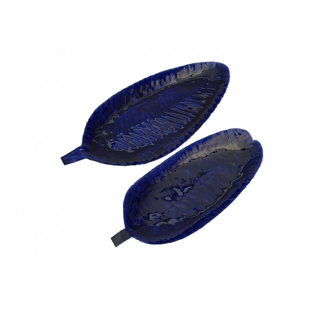 SET 2 PLATEAUX FEUILLE NENUPHAR MAJORELLE