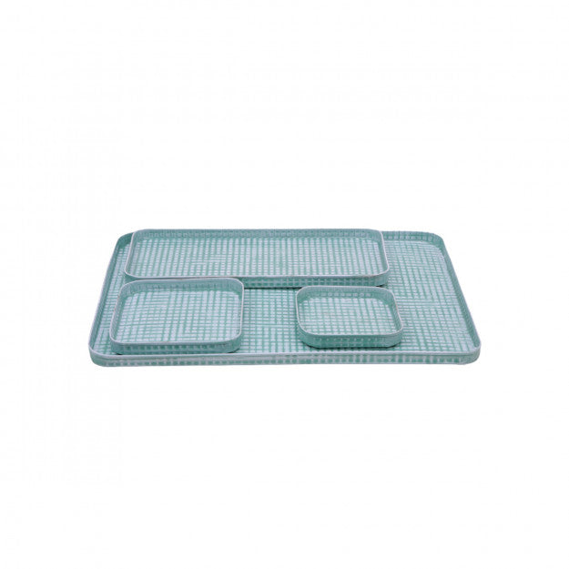 SET 4 PLATEAU CARRE OSLO LIGHT BLUE